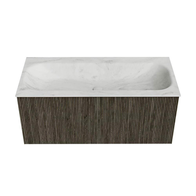 Mondiaz KURVE-DLUX Badkamermeubelset - 100x46x40cm - 1 lade - wastafel solid surface - midden - zonder kraangat - Shadow