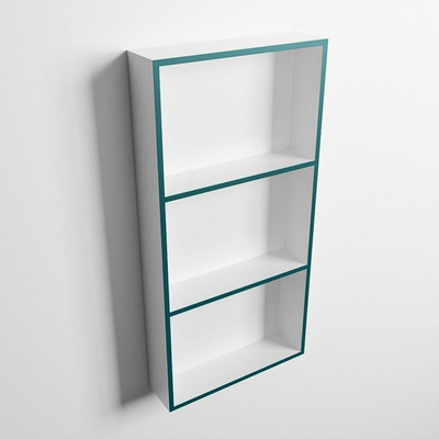 Mondiaz Easy nis 29.5x59.5x8cm voor Inbouw/opbouw 3 open vakken Solid surface Talc/Smag