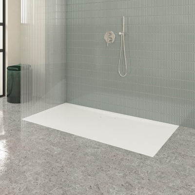 Villeroy & Boch Ecora douchebak - 160x80x3.5cm - afvoer lange zijde - stone white (wit)