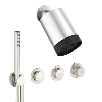 Crosswater MPRO Module inbouw regendoucheset – Ø10 cm hoofddouche – staafhanddouche – 3 hendels – RVS geborsteld