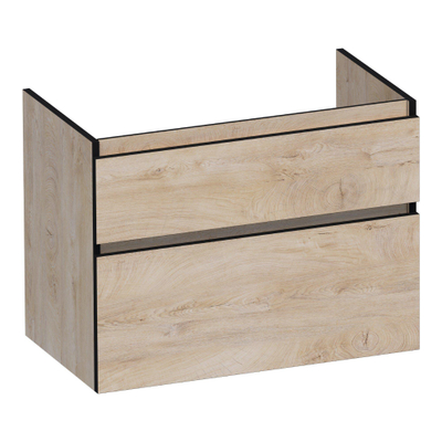 BRAUER Delight Edge meuble sous lavabo 80 2 tiroirs softclose - sans poignée - 1 découpe pour le siphon - Blé Forestier