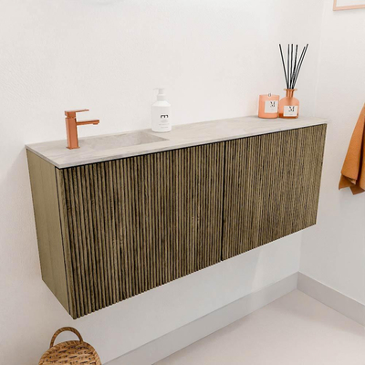 Mondiaz JOYA-DLUX 100cm toiletmeubel - kleur Dusk - Wastafel FAYE positie Links 1 kraangat kleur Ostra.