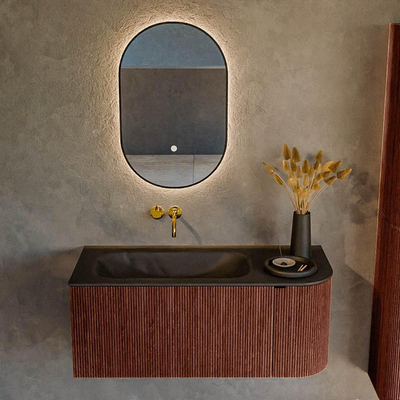 Mondiaz KURVE Ensemble de meuble de salle de bains - 105x46x40cm - 1 tiroir - 1 porte - vasque solid surface - gauche - sans trou de robinet - Ruby