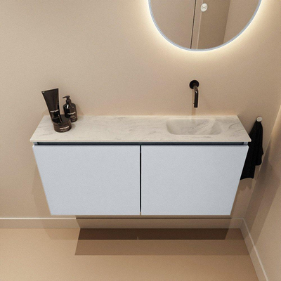 MONDIAZ TURE-DLUX 100cm toiletmeubel Clay. EDEN wastafel Opalo positie rechts. Zonder kraangat.