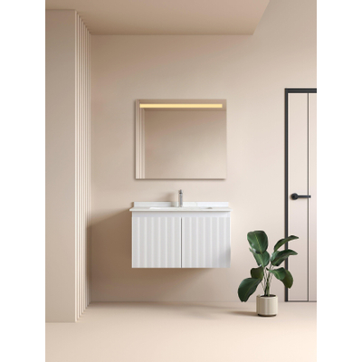 Adema Squared 2.0 badkamerspiegel - 80x70cm - incl. bovenverlichting - LED - sensor schakelaar SHOWROOMMODEL