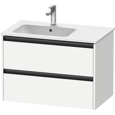Duravit Ketho.2 Wastafelonderbouwkast - met 2 laden - voor waskom links - 81x48x54.9cm - met grepen antraciet - wit mat