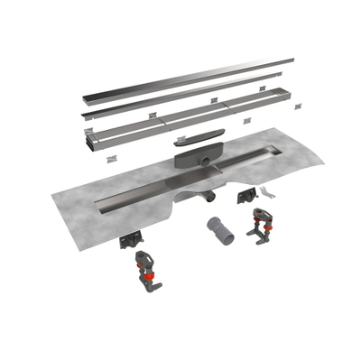 Easy Drain Compact 30 TAF caniveau de douche avec grille réversible zero/carrelage garde d'eau 30mm 160cm profondeur d’encastrement 75 85mm avec sortie latérale