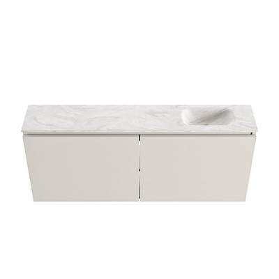 MONDIAZ TURE-DLUX 120cm toiletmeubel Linen. EDEN wastafel Ostra positie rechts. Met 1 kraangat.