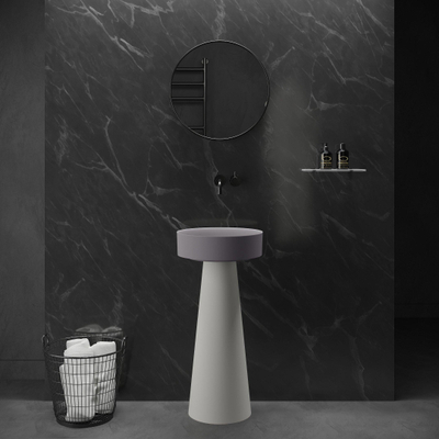 Ideavit SolidFloat Wastafel - staand - rond - 87x40x15cm - solid surface - Donker grijs mat