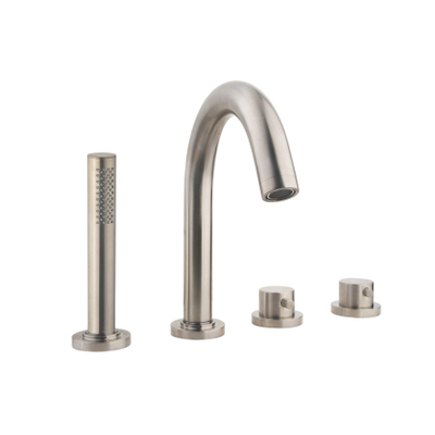 Wiesbaden Caral Ensemble de finition robinet thermostatique pour bord de baignoire 4 trous acier brossé PVD