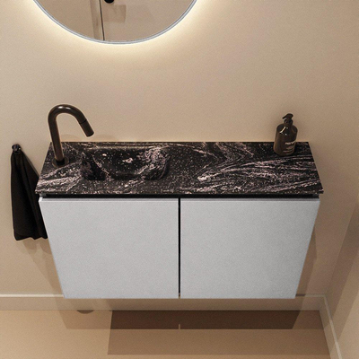 MONDIAZ TURE-DLUX 80cm toiletmeubel Plata. EDEN wastafel Lava positie links. Met 1 kraangat.