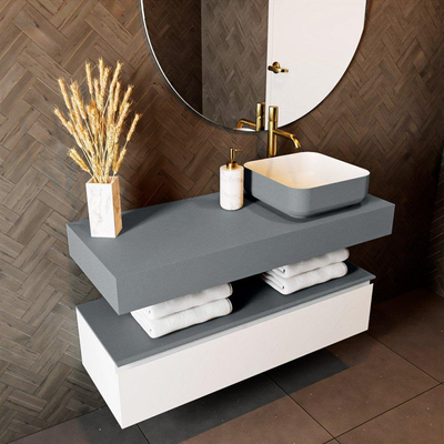 Mondiaz TOP 46 Vrijhangend Topblad - 110x46x12cm - geschikt voor waskom - Solid surface - Plata