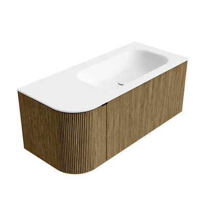 Mondiaz KURVE Ensemble de meuble salle de bain - 105x46x40cm - 1 tiroir - 1 porte - lavabo en solid surface - droite - 1 trou de robinet - Dusk