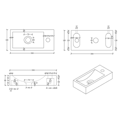 Differnz Ribble Lavabo d’angle Bombai black pierre naturelle 38 x 18 x 8 cm