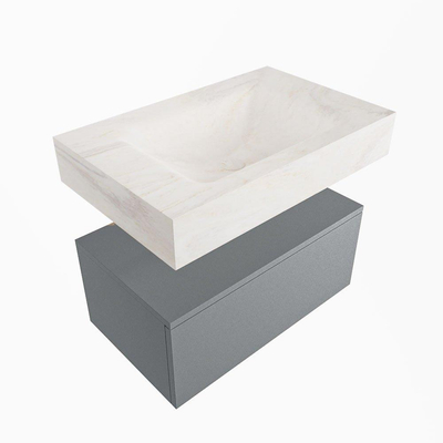 Mondiaz ALAN-DLUX Ensemble de meuble - 70cm - meuble - Plata mat - 1 tiroir - Lavabo Cloud Ostra suspendu - vasque Centre - 1 trou de robinet - Beige