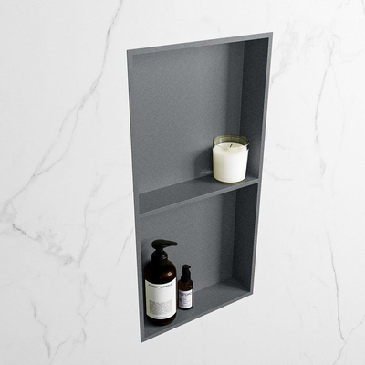 MONDIAZ EASY Nis - 59.5x29.5cm - geschikt voor in- of opbouw - 2 vakken - kleur Plata | Plata
