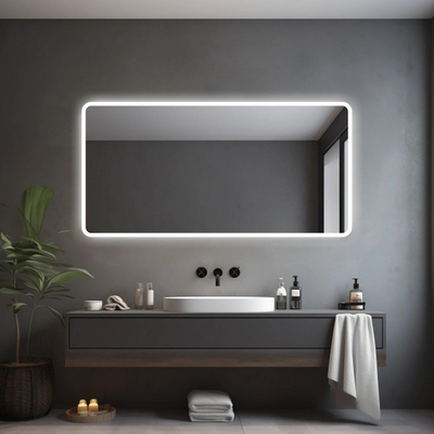 Saniclass Lumen spiegel – rechthoek met afgeronde hoeken – 140x70 cm – indirecte LED rondom – spiegelverwarming