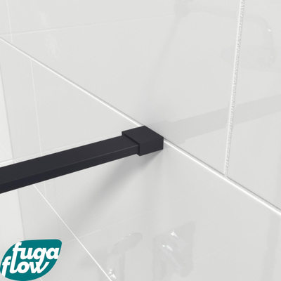 FugaFlow Efficiente Vetro douche à l'italienne salle de bain - 100x200cm - verre de sécurité - verre fumé - cadre noir mat tout autour - anti-calcaire
