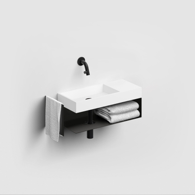 Clou Mini Wash Me lave-mains 45x19cm pré-percé trou de robinet à droite Aluite Blanc mat