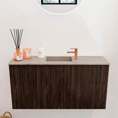 Mondiaz JOYA-DLUX 80cm toiletmeubel - kleur Walnut - Wastafel FAYE positie Midden 1 kraangat kleur Saba.