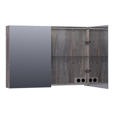 BRAUER Dual Spiegelkast - 100x70x15cm - 2 links- rechtsdraaiende spiegeldeur - MFC - grey Canyon