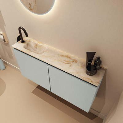 MONDIAZ TURE-DLUX 100cm toiletmeubel Greey. EDEN wastafel Frappe positie links. Met 1 kraangat.