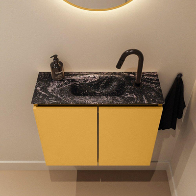 MONDIAZ TURE-DLUX 60cm toiletmeubel Ocher. EDEN wastafel Lava positie midden. Met 1 kraangat.