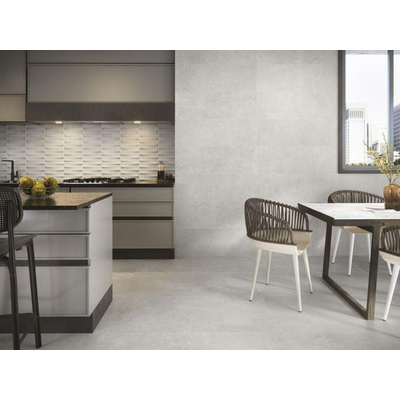 SAMPLE Kerabo Carrelage murale Rainuré Gris mat Rectifié Aspect béton Mat Gris