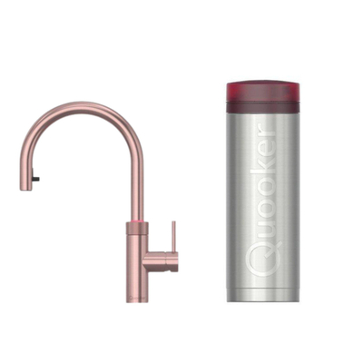 Quooker BE Flex Round Robinet d'eau bouillante - bec pivotant & extractible - réservoir PRO3 - eau bouillante - cuivre rose