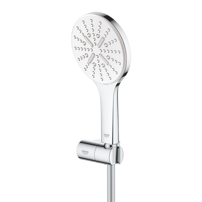 GROHE Rainshower SmartActive 130 Set de douchette - 3 jets - rond - avec support - réglable - flexible lisse - 150cm - chrome/moonwhite
