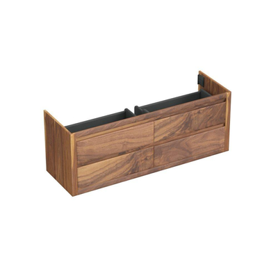 Forzalaqua Gela 2.0 meuble sous-lavabo 160x51x60cm avec 4 tiroirs sans poignées à fermeture douce Chêne massif Pure Walnut