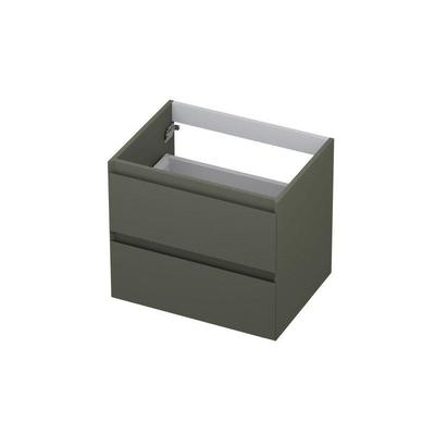 INK Wastafelonderkast - 60x45x52cm - 2 lades - greeploos - MDF lak - Mat beton groen