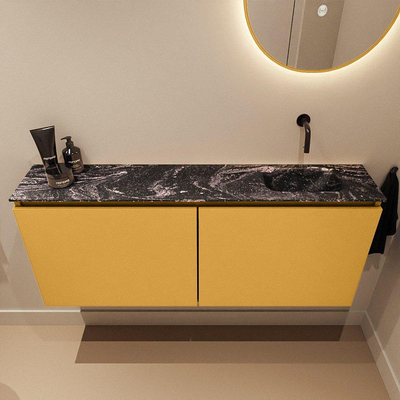 MONDIAZ TURE-DLUX meuble WC 120 cm Ocher. EDEN lavabo Lava position droite. Sans trou de robinet.