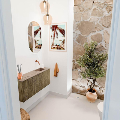 Mondiaz JOYA-DLUX 90cm toiletmeubel - kleur Dusk - Wastafel FAYE positie Rechts Zonder kraangat kleur Arena.