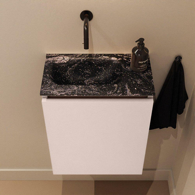 MONDIAZ TURE-DLUX Meuble de toilettes 40 cm Rosee. EDEN lavabo Lava position à gauche. Sans trou de robinet.