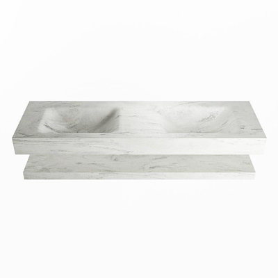 Mondiaz ALAN-DLUX Ensemble de meuble - 150cm - meuble Opalo mat - 0 tiroirs - Lavabo Cloud Opalo suspendu - vasque Gauche et droite - 0 trous de robinet