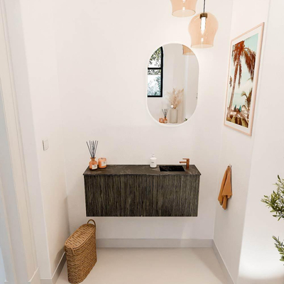 Mondiaz JOYA-DLUX 100cm toiletmeubel - kleur Shadow - Wastafel FAYE positie Rechts 1 kraangat kleur Lava.