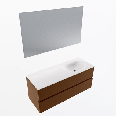 Mondiaz VICA ensemble de meuble de salle de bain - 120cm - meuble sous-vasque repos - 2 tiroirs - lavabo moon droite - 1 trou de robinet - couleur talc - miroir LED - version XL 60cm haut