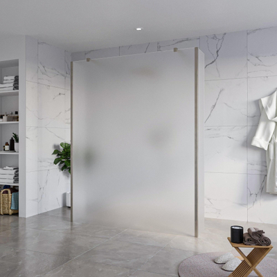 FugaFlow Eccelente Vetro Douche à l'italienne libre - 160x200cm - Verre mat - anti-calcaire - verre de sécurité 8mm - 2 parois latérales 30cm - avec bras muraux et profils d'angle - Gunmetal -