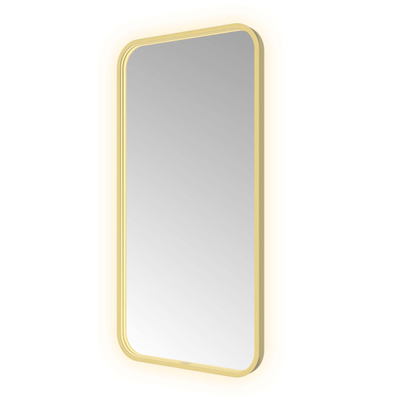 Hotbath &MORE Spiegel - 50x100cm - direct en indirect LED - spiegelverwarming - color changing - dimbaar - met afstandsbediening - PVD - geborsteld messing goud