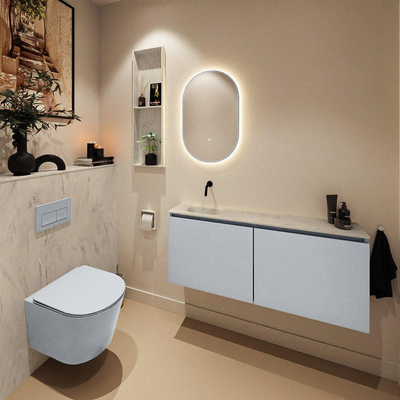 MONDIAZ TURE-DLUX Meuble toilette - 120cm - Clay - EDEN - vasque Opalo - position gauche - sans trou de robinet