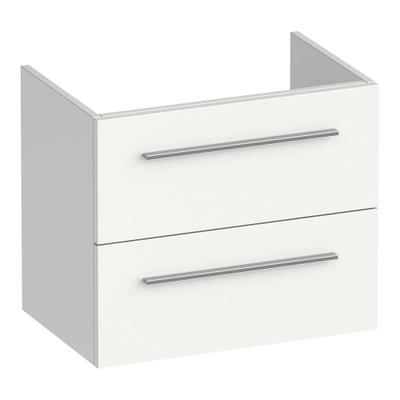 BRAUER Trust meuble sous-lavabo peu profond 60 sans poignées rapportées 2 tiroirs à fermeture douce et 1 découpe pour siphon - blanc mat