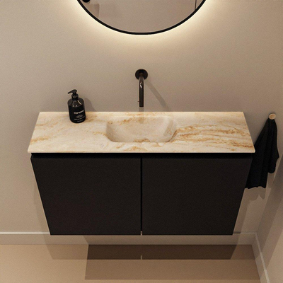 MONDIAZ TURE-DLUX Meuble de toilettes 80 cm Urban. Lavabo EDEN Frappe position milieu. Sans trou de robinet.