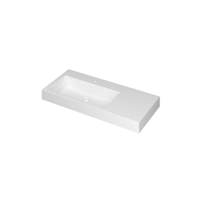 INK Momento Lavabo - 100x45x9cm - 1 cuve à gauche - 1 trou de robinet - polystone blanc mat