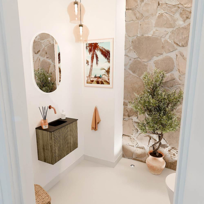 Mondiaz JOYA 50cm meuble de toilette - couleur Dusk - Vasque FAYE position Milieu Sans trou de robinet couleur Urban.