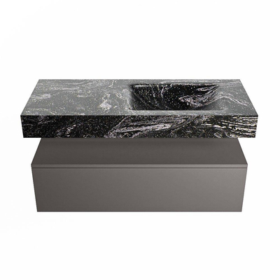 MONDIAZ ALAN - DLUX Badkamermeubelset - 110cm - onderkast - Dark grey - 1 lade - vrijhangende wastafel - wasbak rechts - 0 kraangaten - Lava