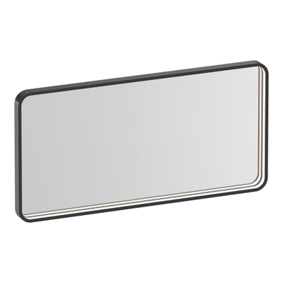 Brauer Sapphire Miroir - 80x40x4cm - rectangulaire arrondi - cadre en gunmetal - éclairage LED direct réglable - télécommande