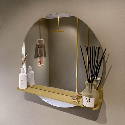 Mondiaz SPOT spiegel – Ø70 cm – met planchet – Oro (zand)