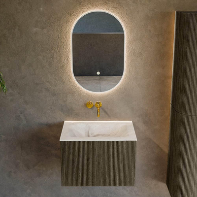 Mondiaz KURVE-DLUX Badkamermeubelset - 60x46x40cm - 1 lade - wastafel solid surface - midden - zonder kraangat - Shadow