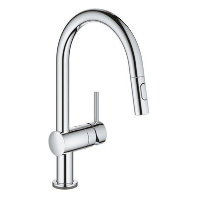 GROHE Minta Touch Robinet électrique avec bec C rotatif et mousseur extractible Dual Spray pile 6V chrome